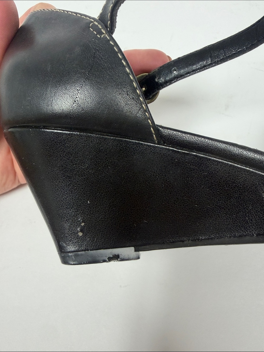 What’s What by Aerosoles - Black Leather Woven Mary Jane Flats with Ankle Strap - Picture 8 of 10